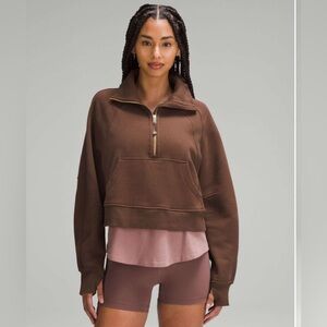 Lululemon Scuba Oversized Funnel Neck Half Zip Java Brown Size Medium Large